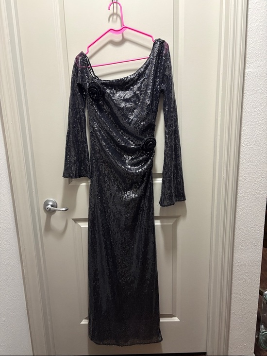 LPA Dresses & Skirts - LPA Black Sequin Long-Sleeve Draped Gown
